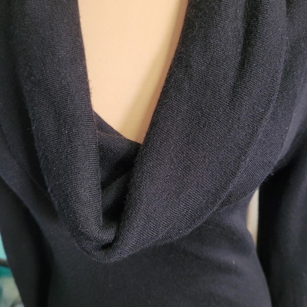 Banana Republic Wool Viscose Cowl Neck‎ Midi Sweater Dress Black M SEE PHOTOS - Picture 2 of 9